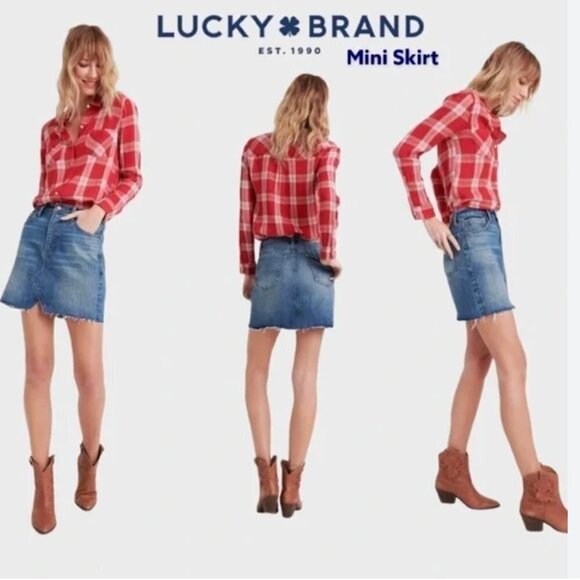 Lucky Brand women's 0/25 old favorite mini denim skirt EUC - Picture 1 of 9